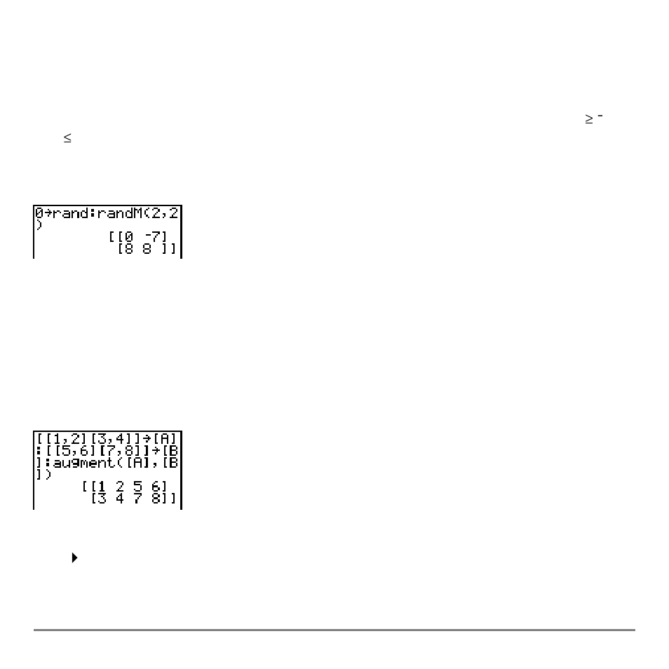 Randm, Augment, Matr4list | Texas Instruments TI-84 User Manual | Page 243 / 696