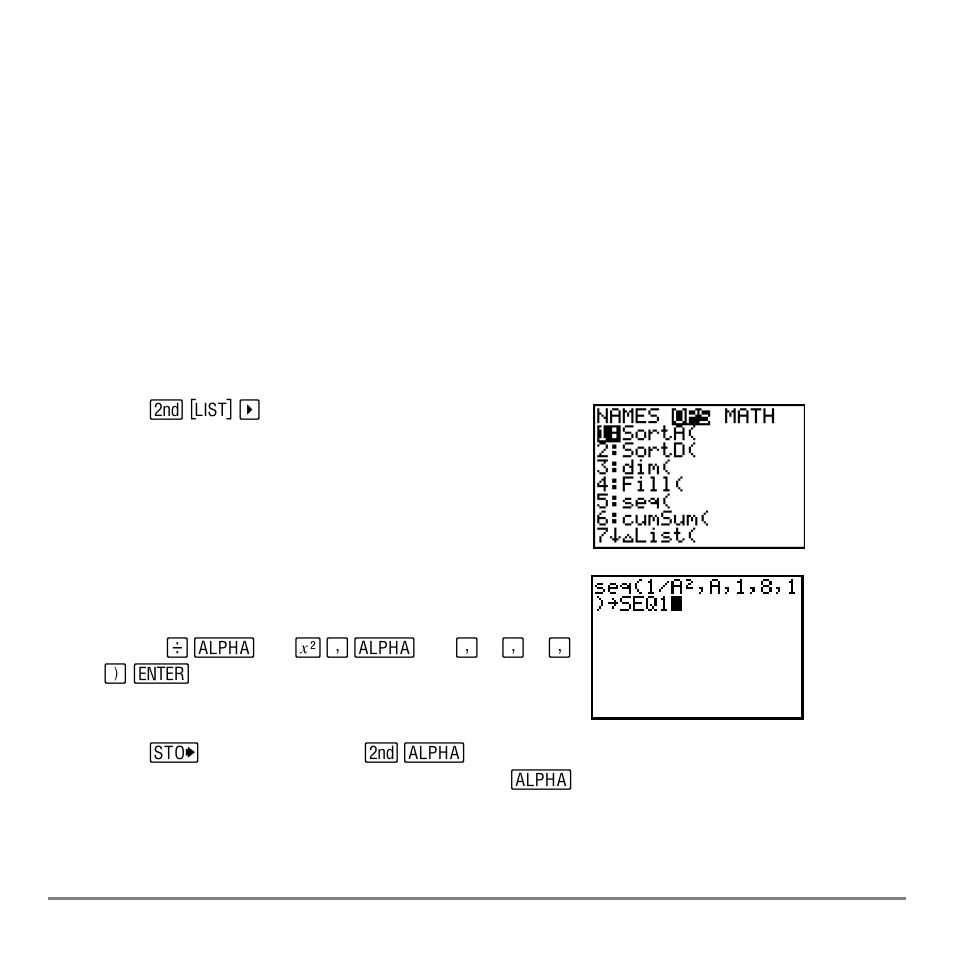 Chapter 11: lists, Getting started: generating a sequence, Chapter 11 | Chapter 11: lists lists lists lists | Texas Instruments TI-84 User Manual | Page 249 / 696