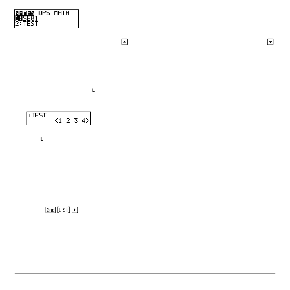 Entering a user-created list name directly | Texas Instruments TI-84 User Manual | Page 255 / 696