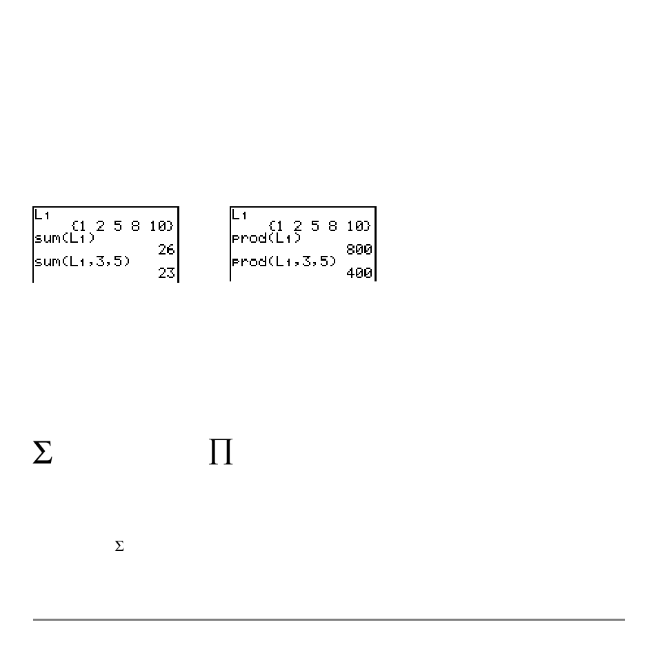 Sum(, prod, Sums and products of numeric sequences | Texas Instruments TI-84 User Manual | Page 274 / 696