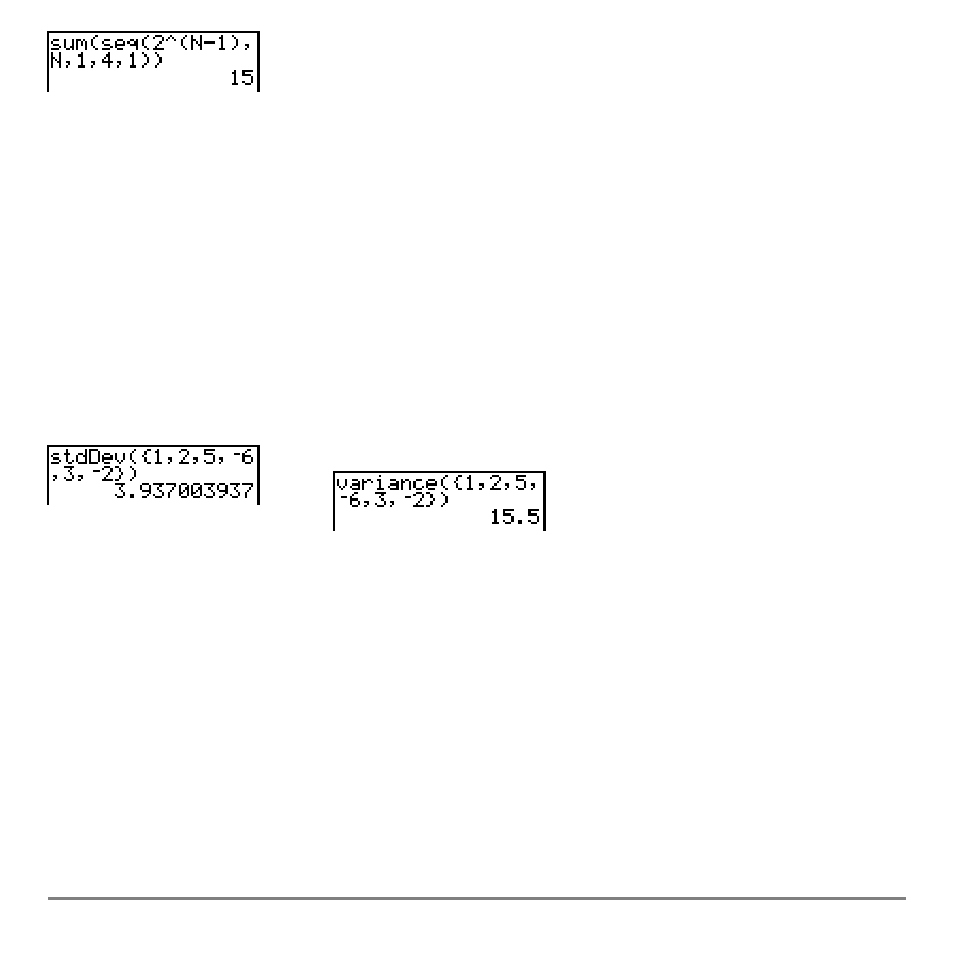 Stddev(, variance | Texas Instruments TI-84 User Manual | Page 275 / 696