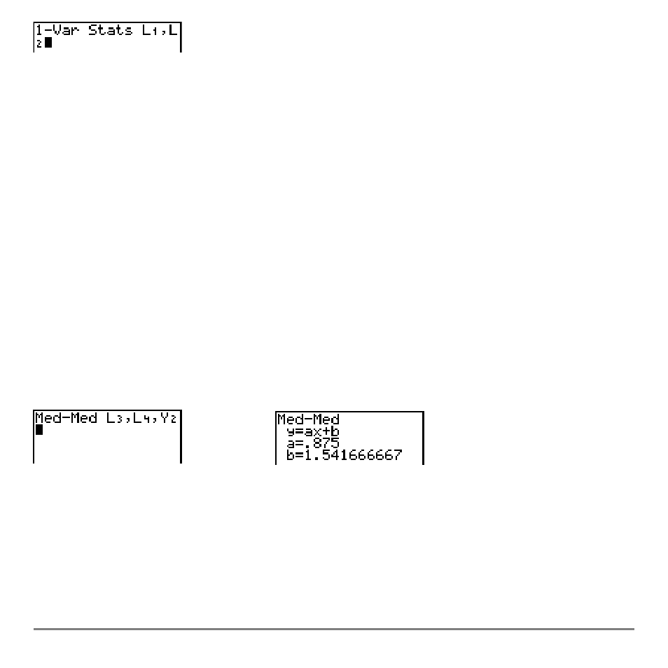 Var stats, Med-med (ax+b), Linreg (ax+b) | Texas Instruments TI-84 User Manual | Page 311 / 696