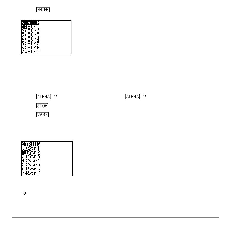 Storing a string to a string variable | Texas Instruments TI-84 User Manual | Page 418 / 696