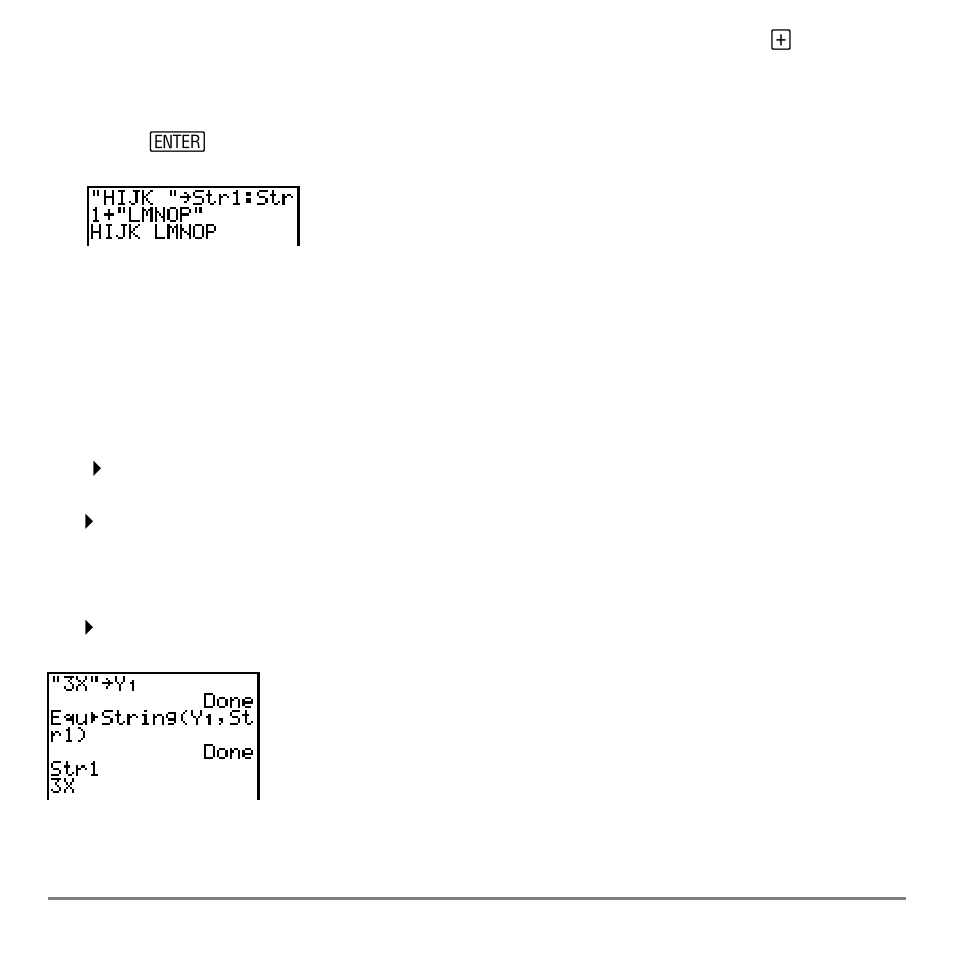 Selecting a string function from the catalog, Equ4string | Texas Instruments TI-84 User Manual | Page 421 / 696