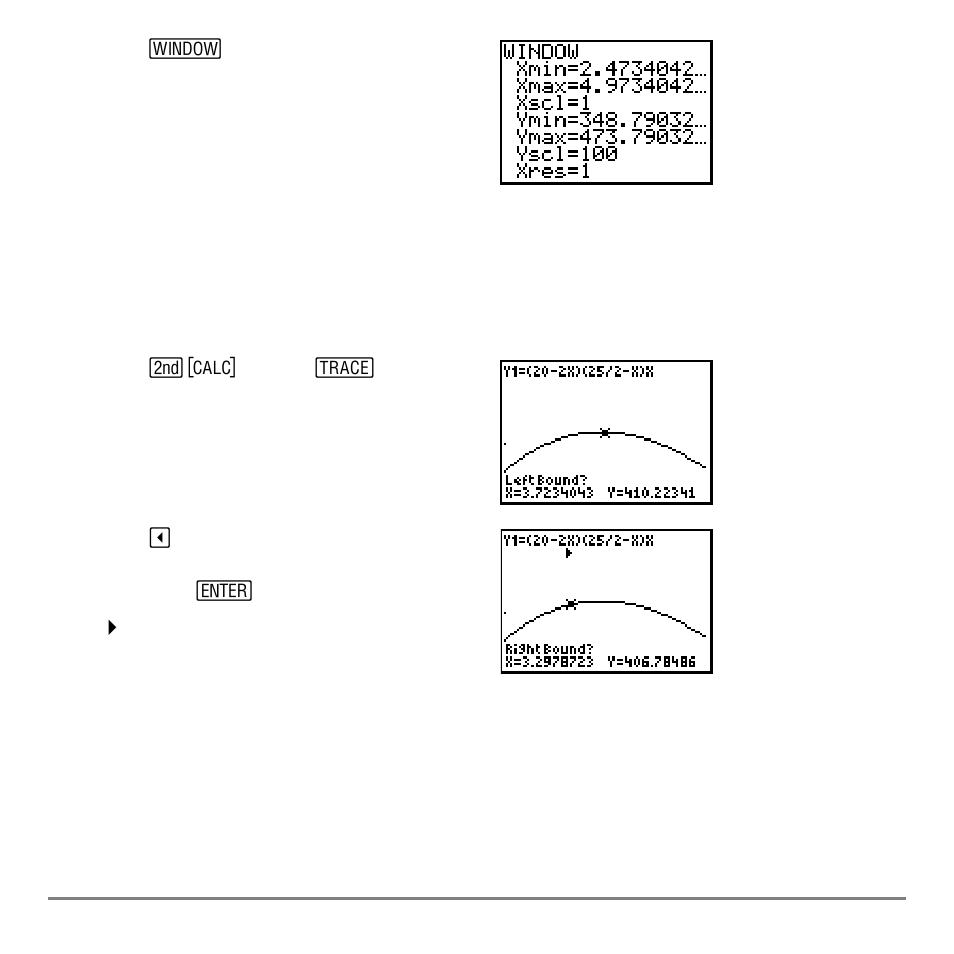 Finding the calculated maximum | Texas Instruments TI-84 User Manual | Page 478 / 696