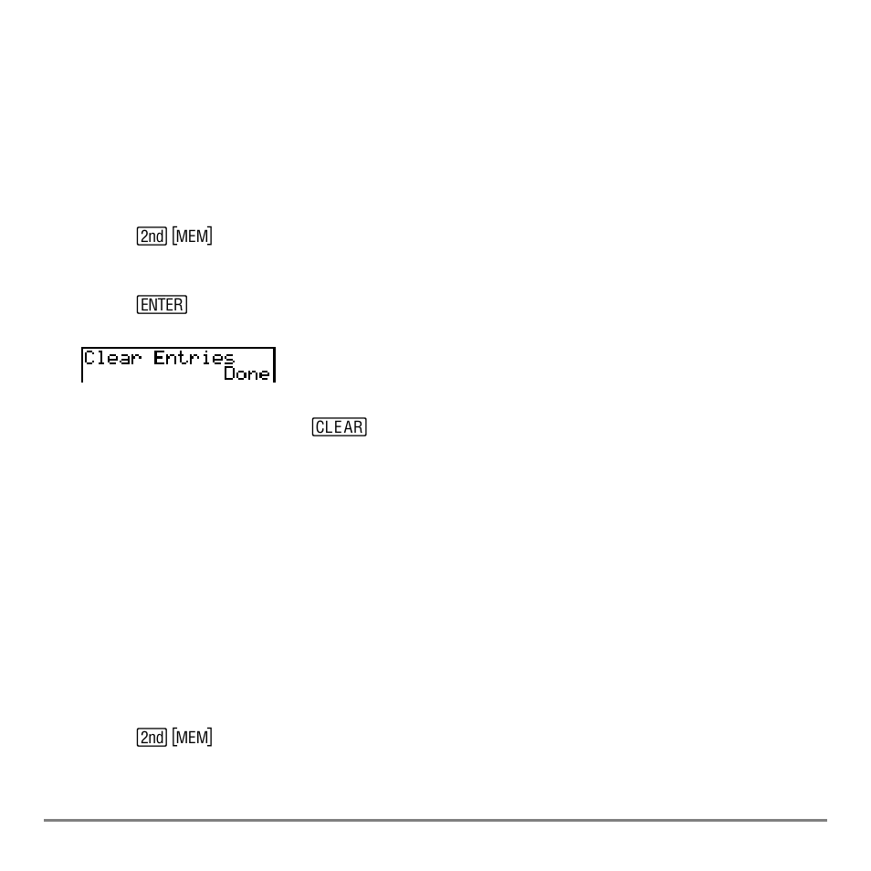 Clearing entries and list elements, Clear entries, Clralllists | Texas Instruments TI-84 User Manual | Page 524 / 696