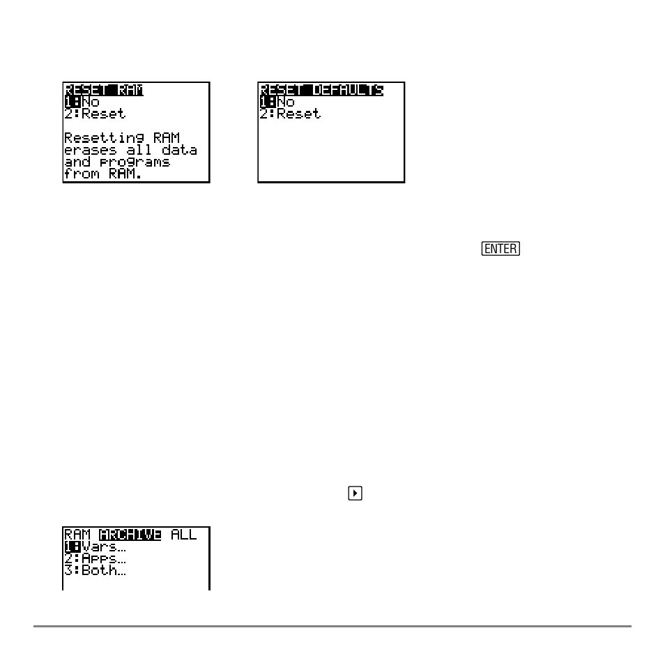 Resetting archive memory | Texas Instruments TI-84 User Manual | Page 534 / 696