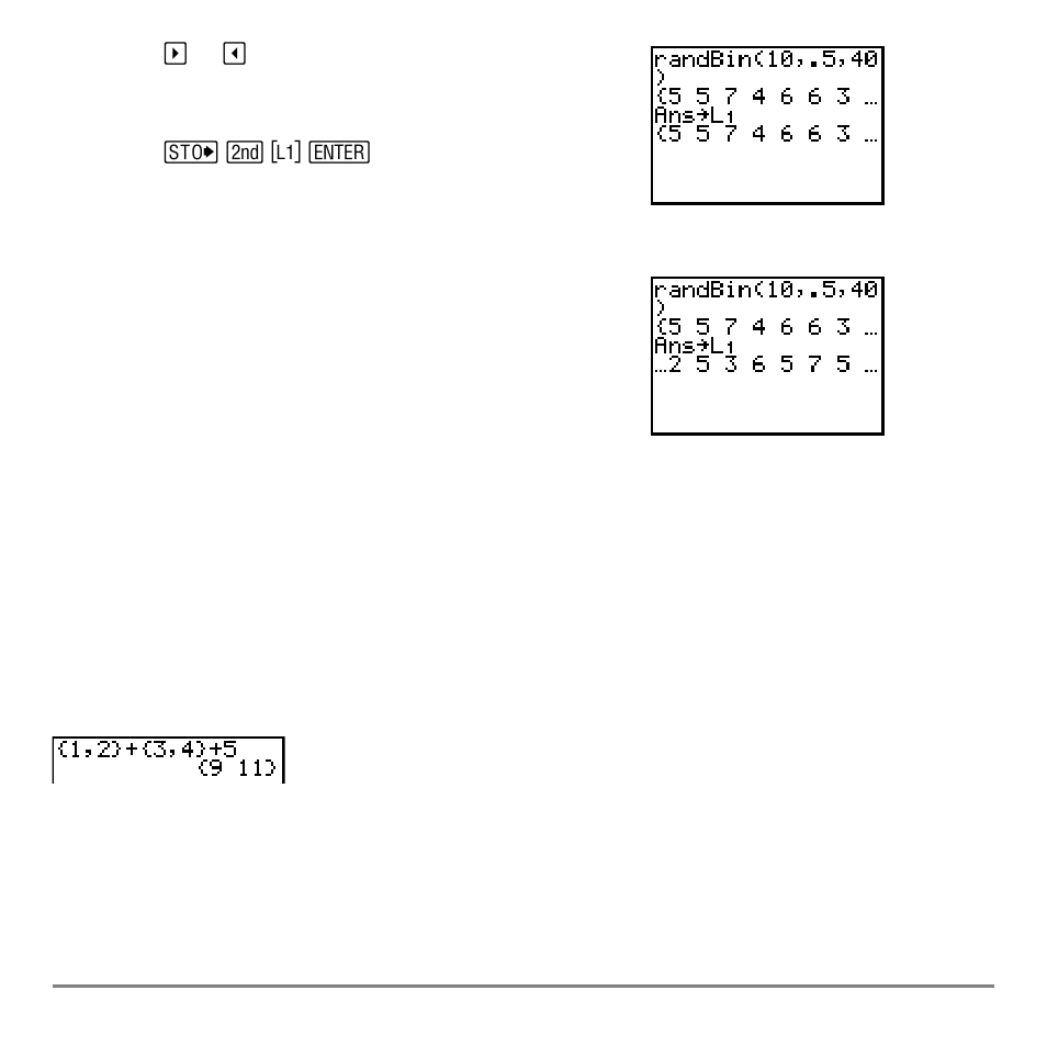 Keyboard math operations, Using lists with math operations | Texas Instruments TI-84 User Manual | Page 55 / 696