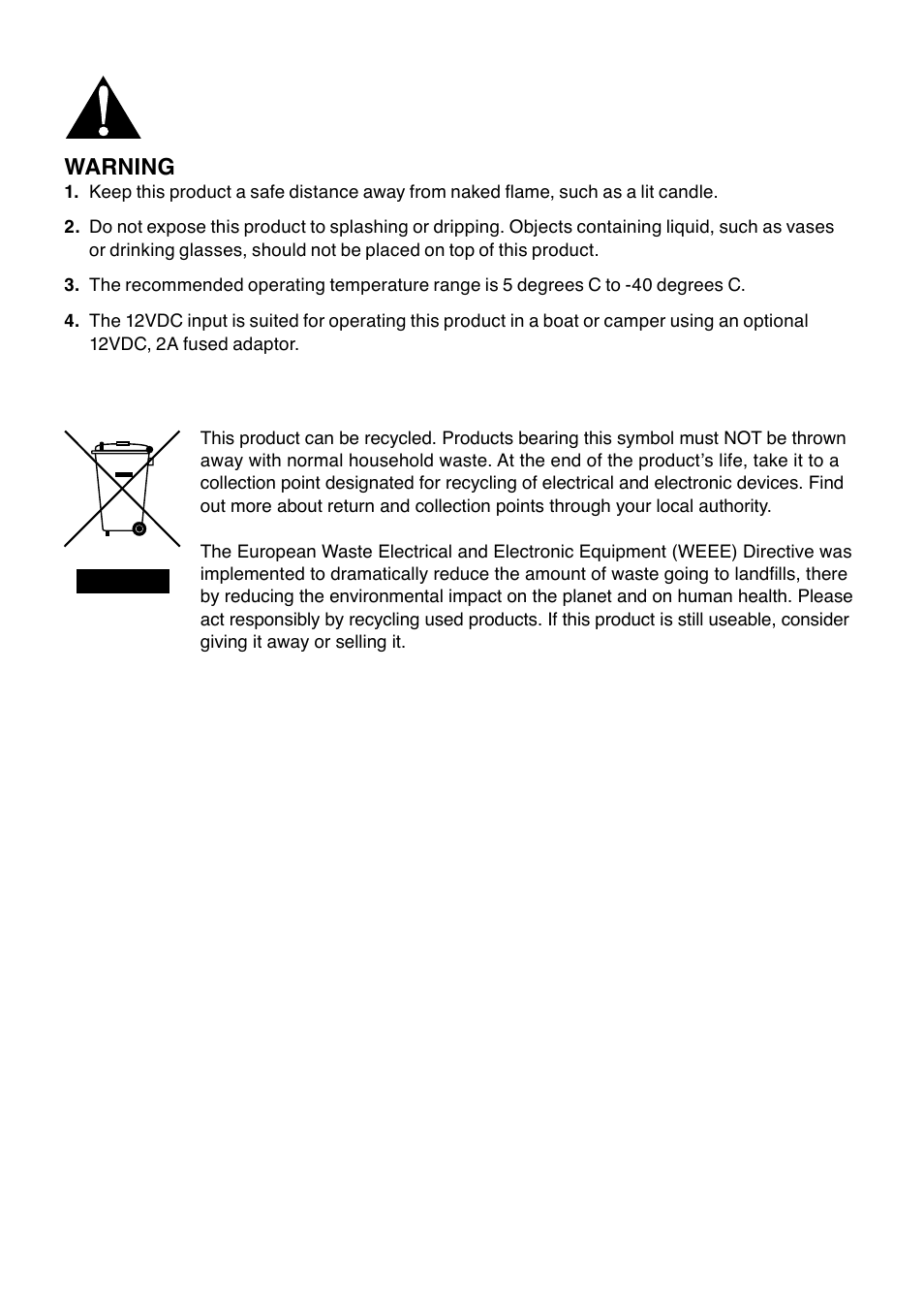 Warning | Tivoli Audio Model Three User Manual | Page 2 / 28