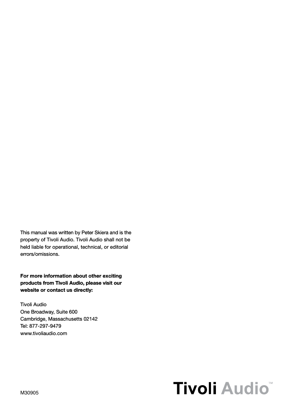Tivoli Audio Model Three User Manual | Page 28 / 28