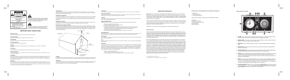 Important safety instructions, Model three instructions, Caution | Figure a | Tivoli Audio Three User Manual | Page 2 / 2