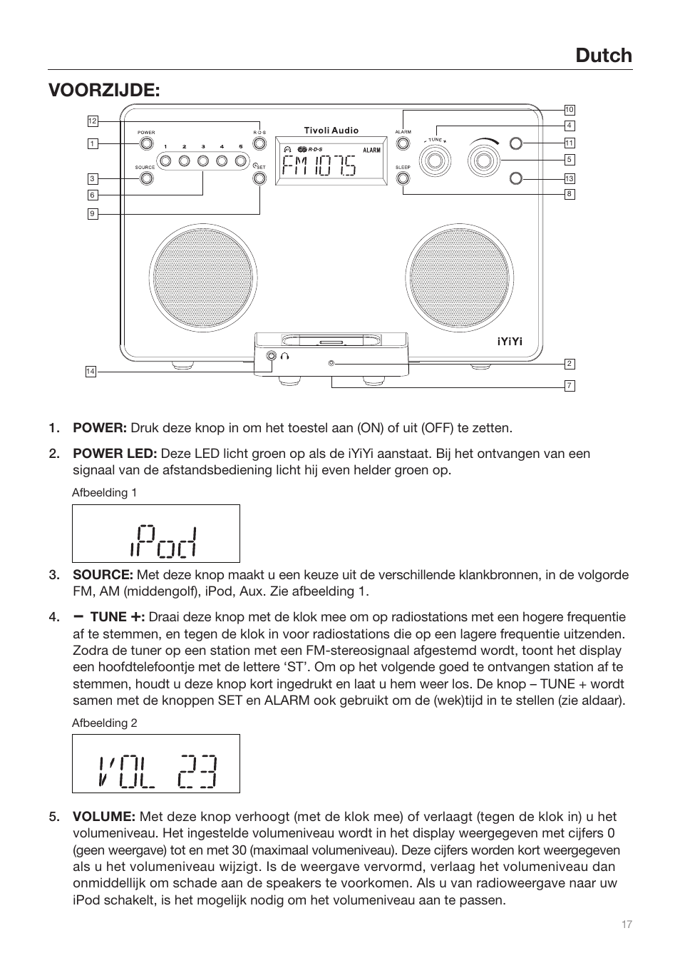 Dutch, Voorzijde | Tivoli Audio iYiYi Sound System User Manual | Page 17 / 56