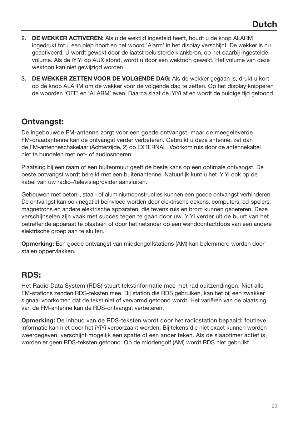 Dutch, Ontvangst | Tivoli Audio iYiYi Sound System User Manual | Page 23 / 56