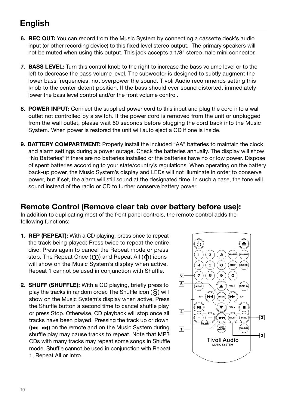 English | Tivoli Audio MUSIC SYSTEM User Manual | Page 10 / 64
