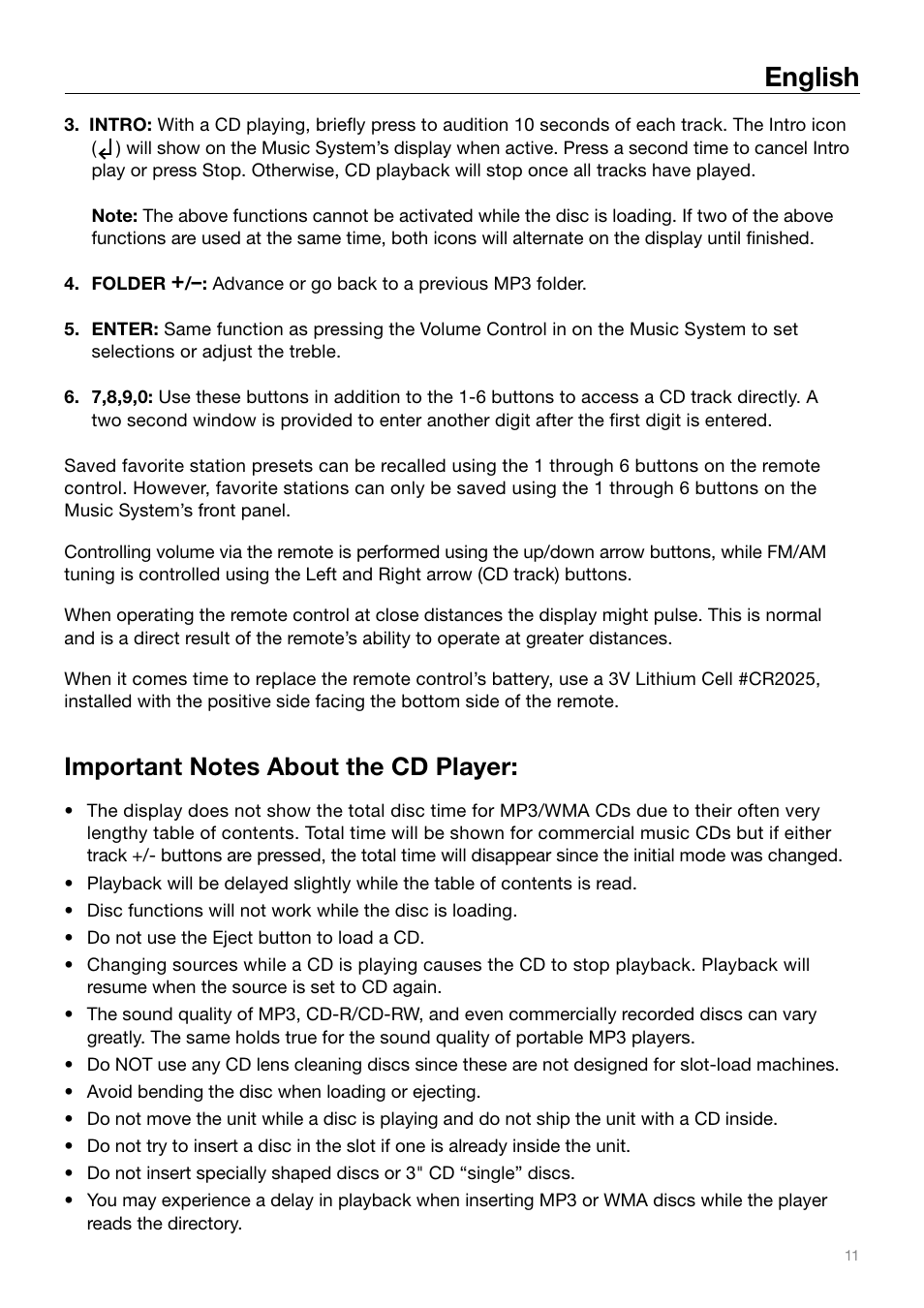 English | Tivoli Audio MUSIC SYSTEM User Manual | Page 11 / 64