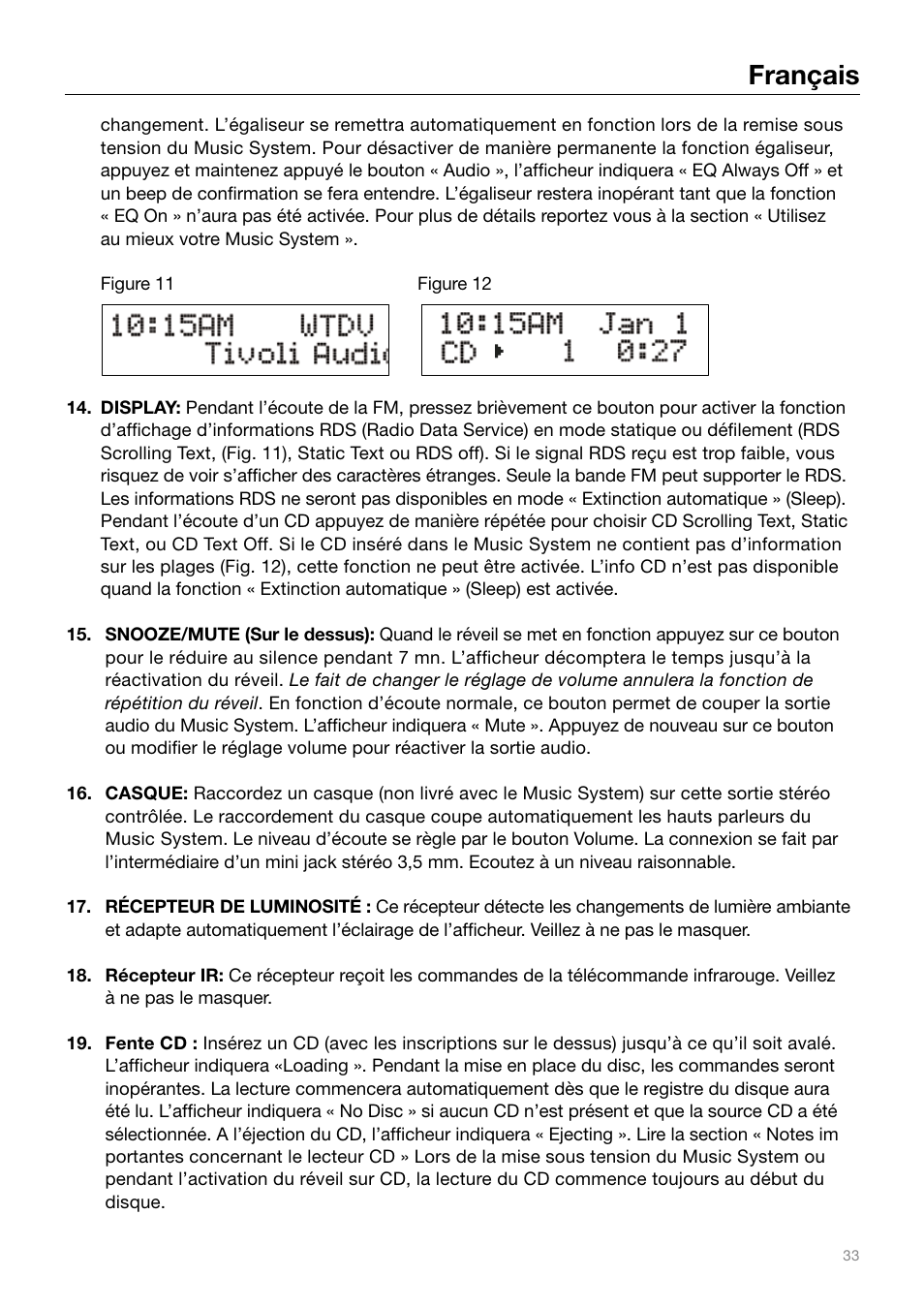 Français | Tivoli Audio MUSIC SYSTEM User Manual | Page 33 / 64