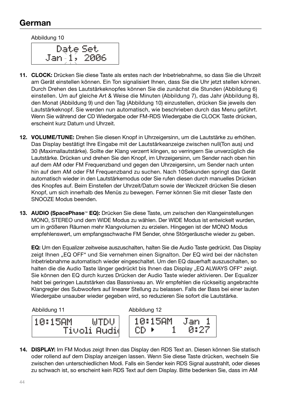 German | Tivoli Audio MUSIC SYSTEM User Manual | Page 44 / 64