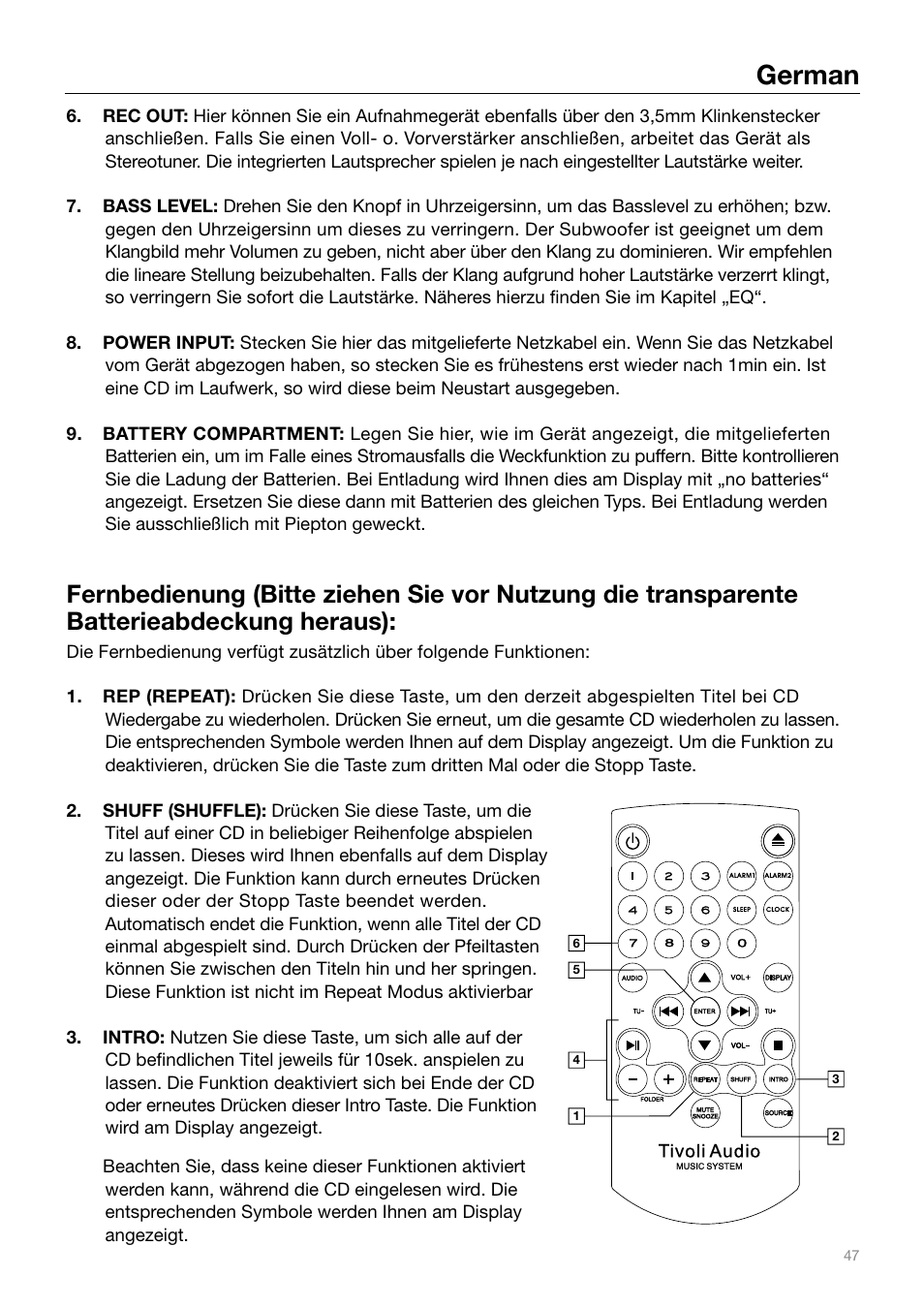 German | Tivoli Audio MUSIC SYSTEM User Manual | Page 47 / 64