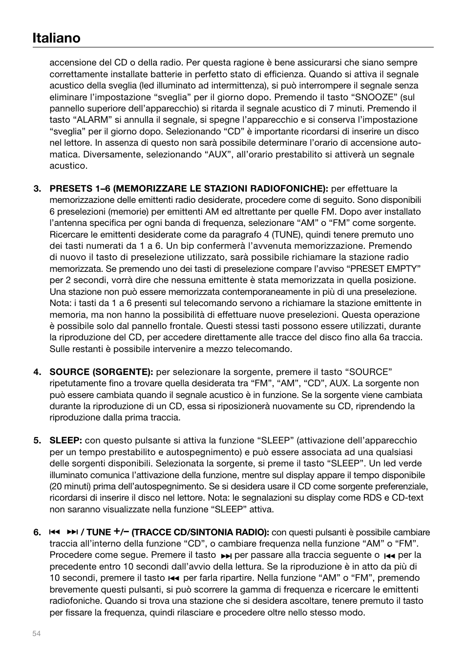 Italiano | Tivoli Audio MUSIC SYSTEM User Manual | Page 54 / 64