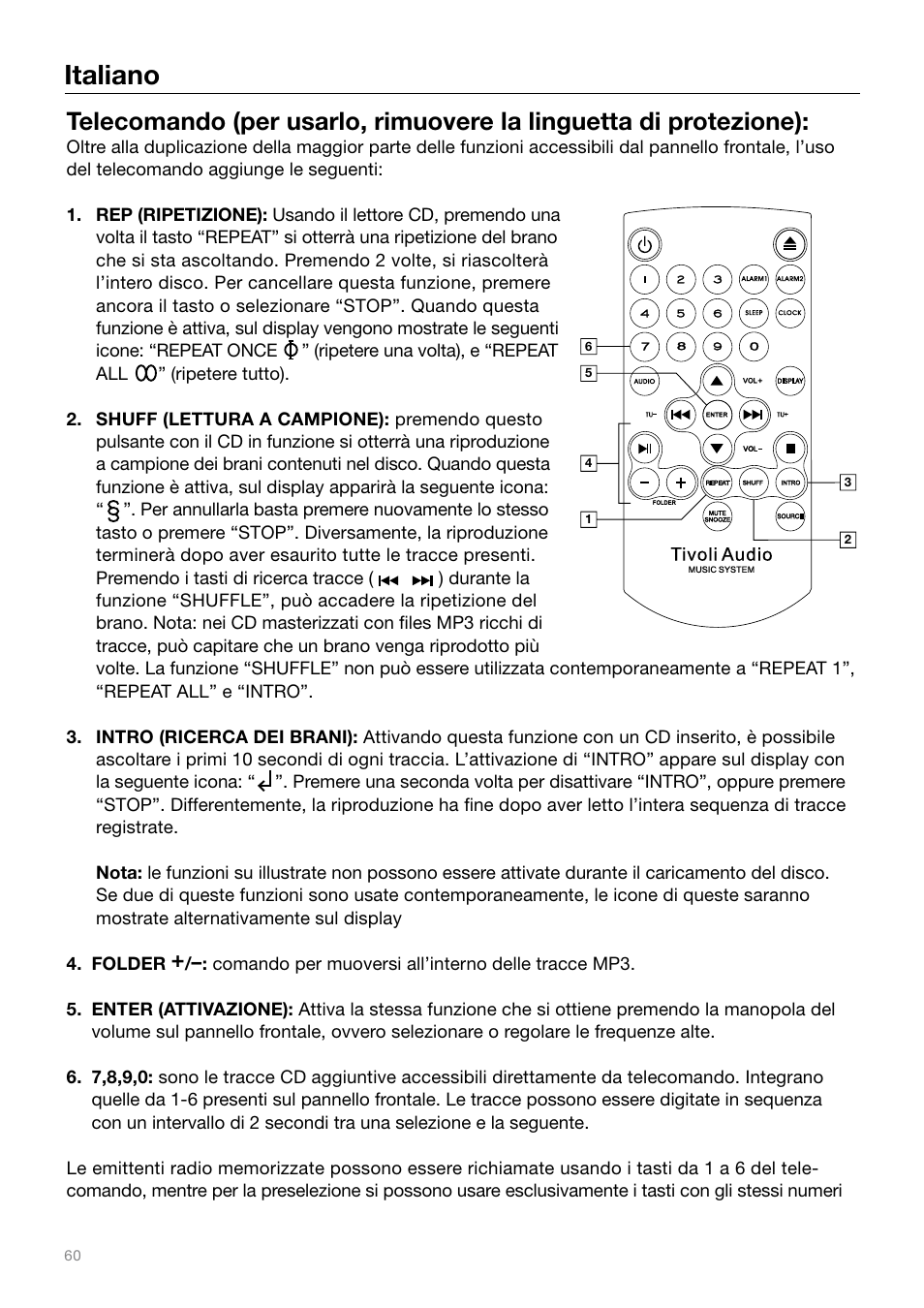 Italiano | Tivoli Audio MUSIC SYSTEM User Manual | Page 60 / 64