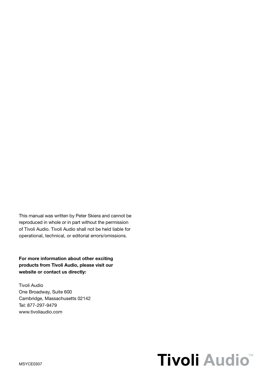 Tivoli Audio MUSIC SYSTEM User Manual | Page 64 / 64