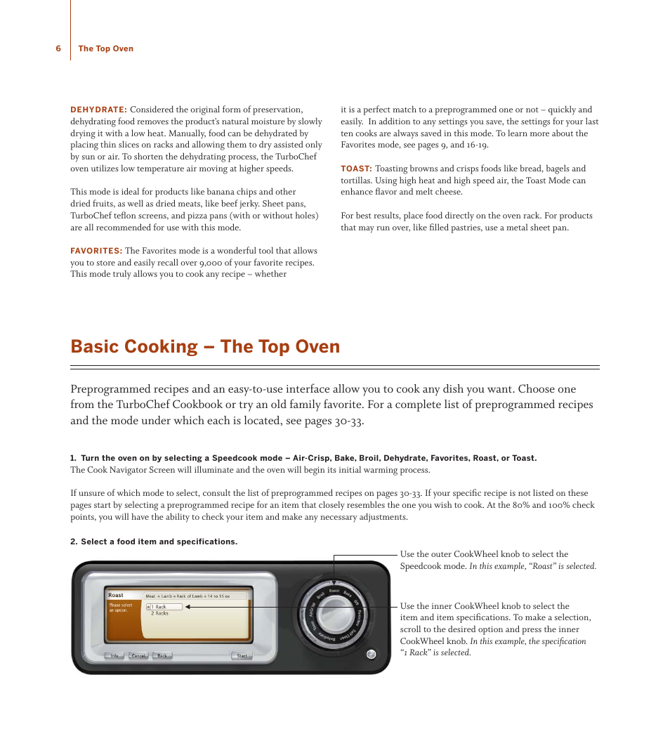 Basic cooking – the top oven | TurboChef Technologies TDO30 * 240 User Manual | Page 12 / 48