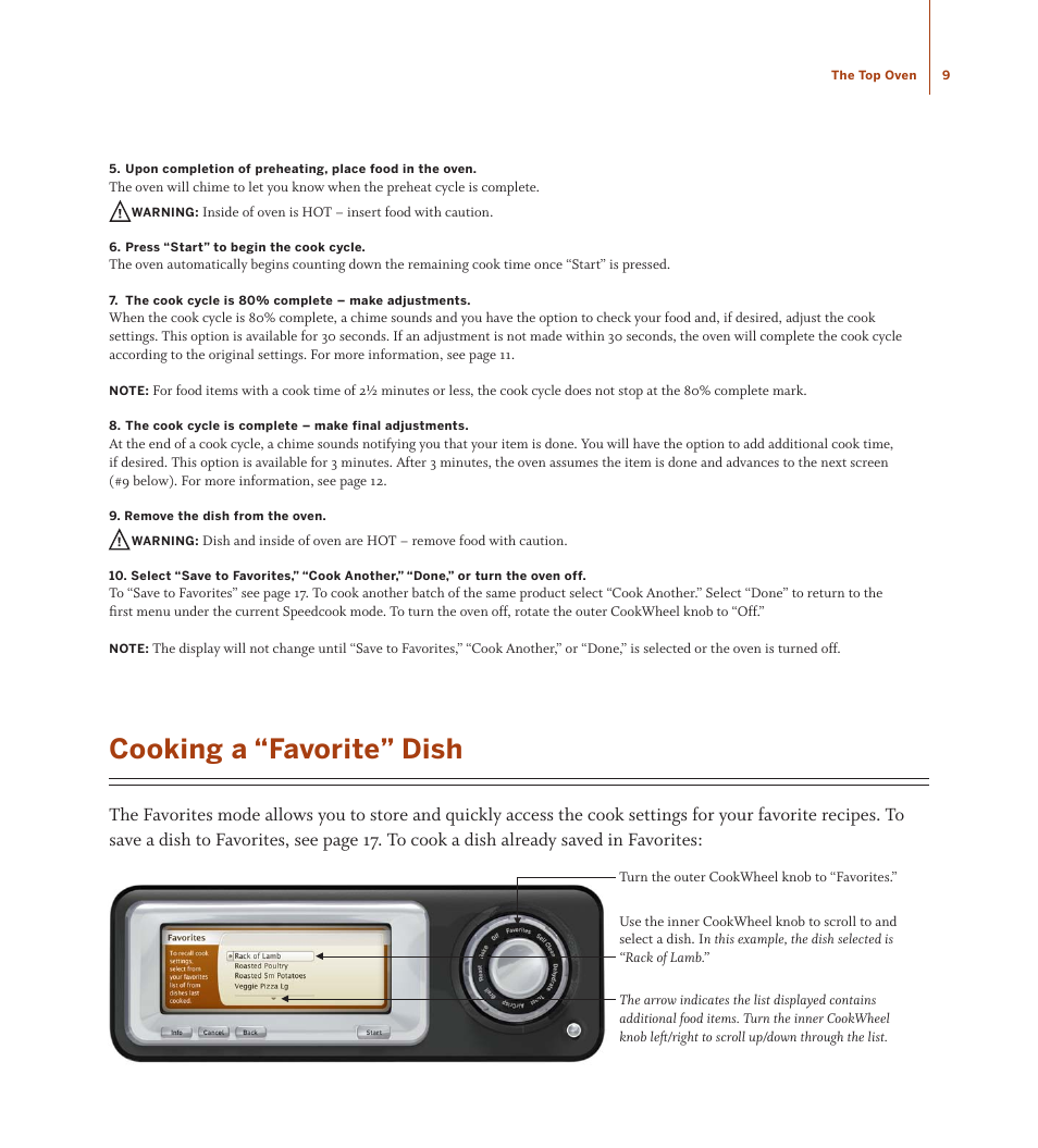 Cooking a “favorite” dish | TurboChef Technologies TDO30 * 240 User Manual | Page 15 / 48