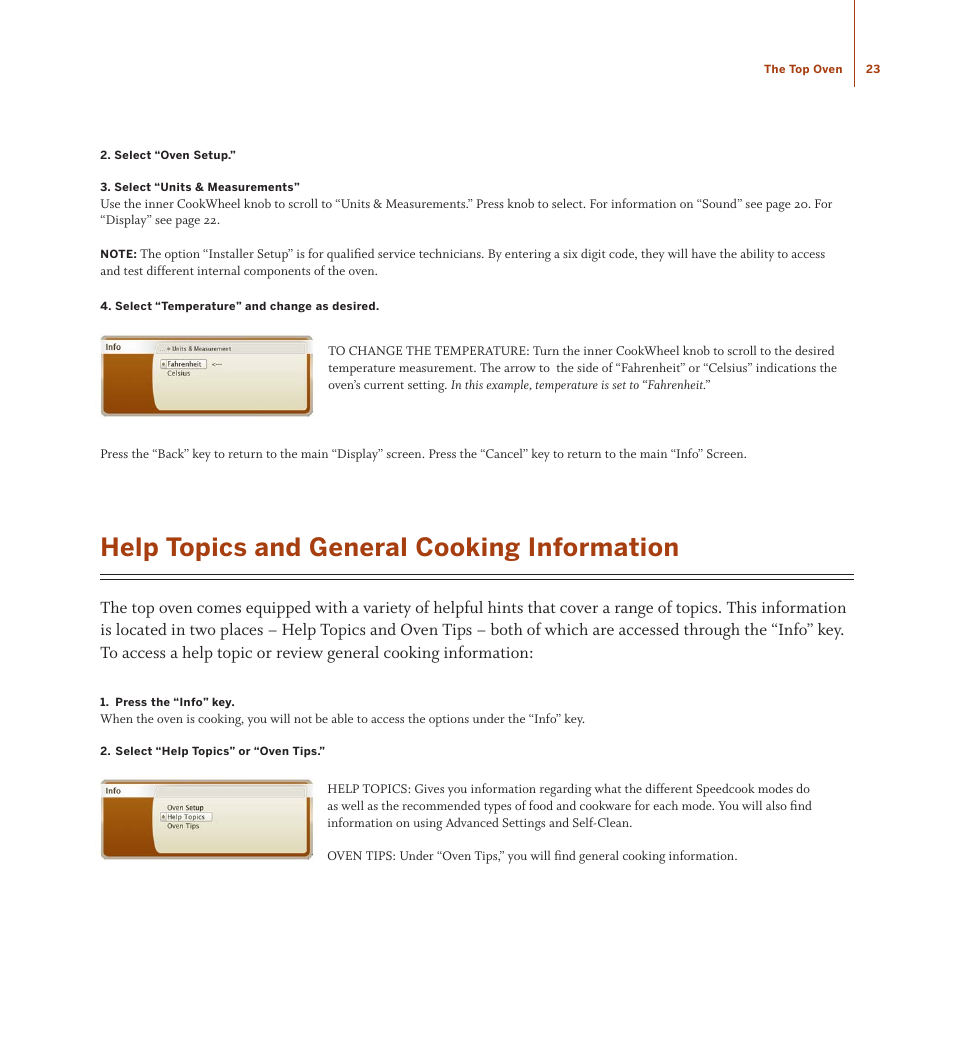 Help topics and general cooking information | TurboChef Technologies TDO30 * 240 User Manual | Page 29 / 48