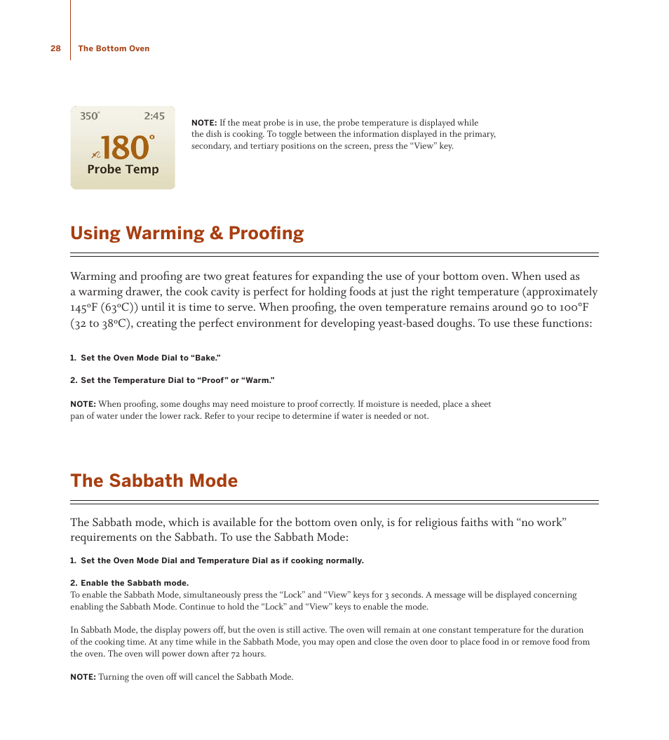 Using warming & proofing, The sabbath mode | TurboChef Technologies TDO30 * 240 User Manual | Page 34 / 48