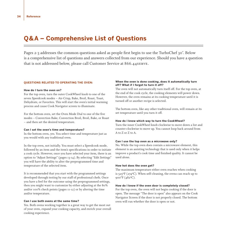 Q& a – comprehensive list of questions | TurboChef Technologies TDO30 * 240 User Manual | Page 40 / 48