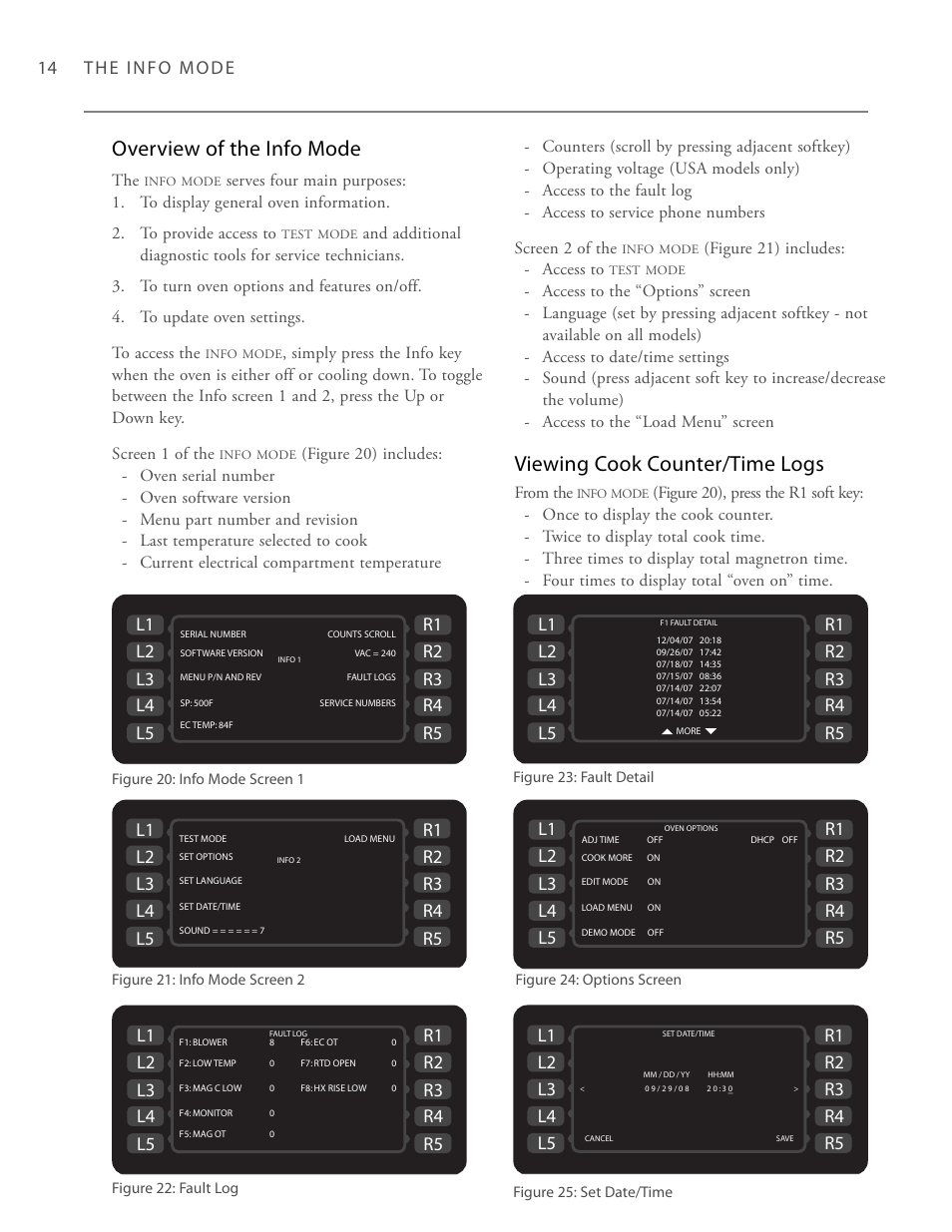 Overview of the info mode, Viewing cook counter/time logs | TurboChef Technologies Trubochef i5 User Manual | Page 22 / 34