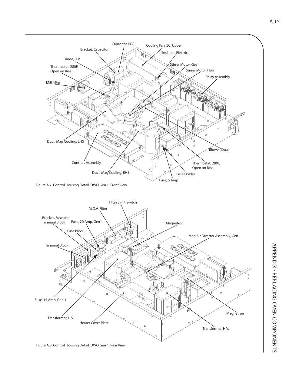 Appendix - repla cing oven c omponent s a.15 | TurboChef Technologies Residential Single and Double Wall Oven User Manual | Page 107 / 124