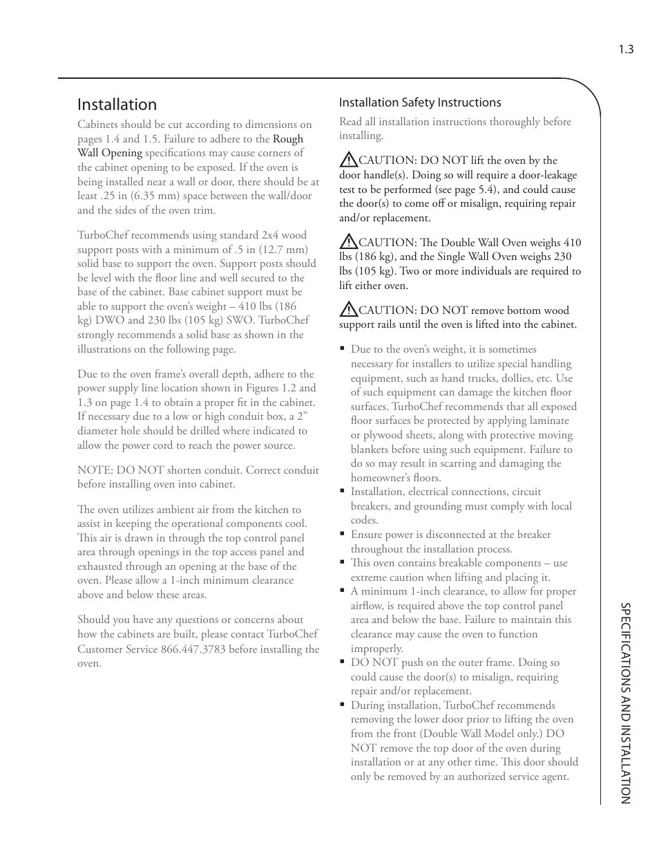 Installation | TurboChef Technologies Residential Single and Double Wall Oven User Manual | Page 19 / 124