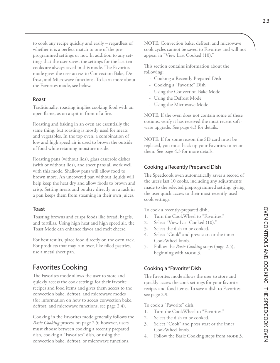 Favorites cooking | TurboChef Technologies Residential Single and Double Wall Oven User Manual | Page 27 / 124