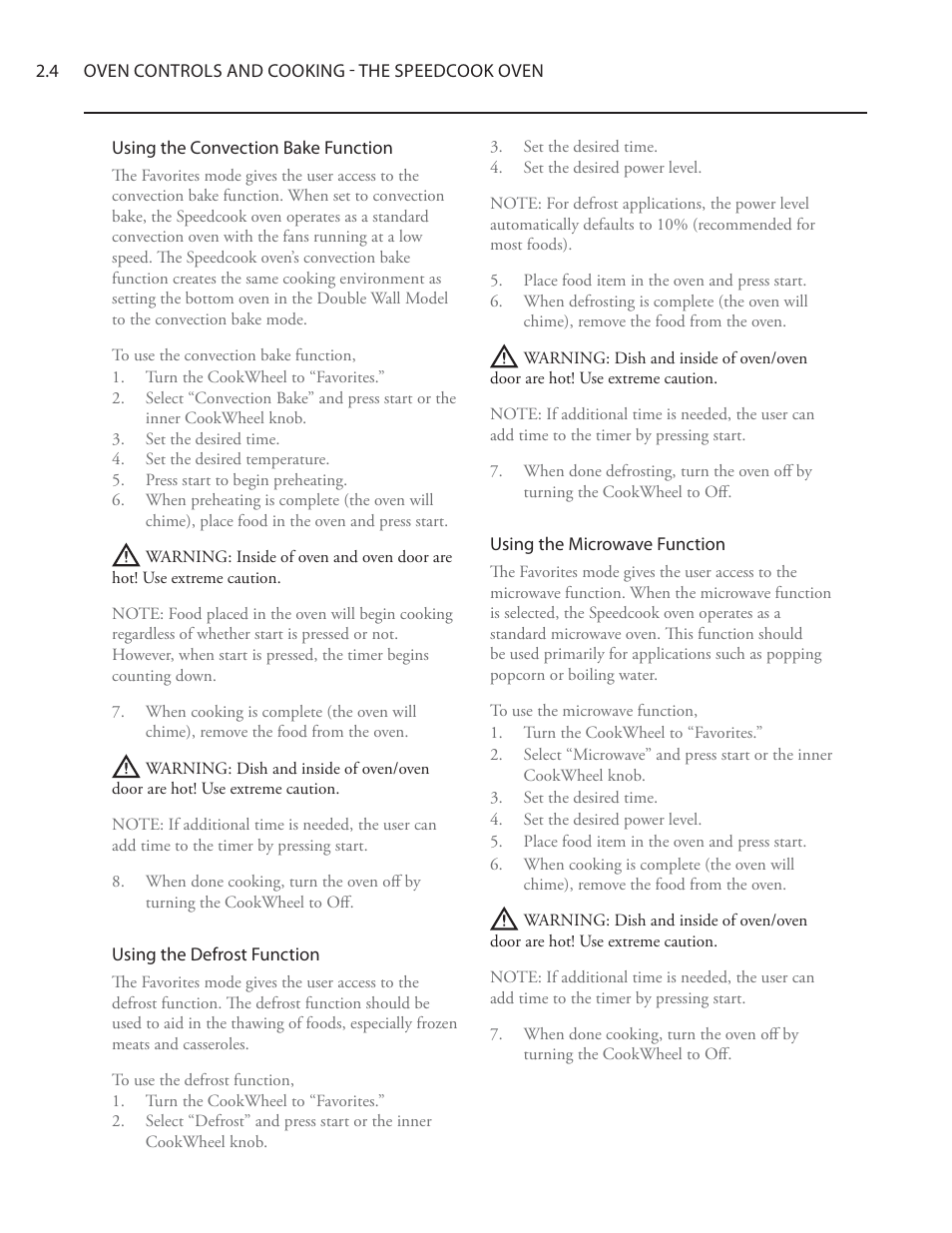 TurboChef Technologies Residential Single and Double Wall Oven User Manual | Page 28 / 124