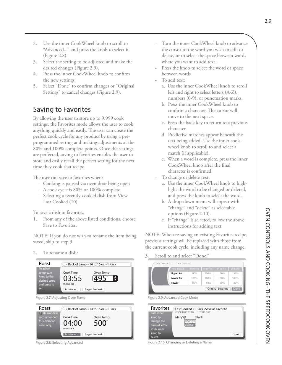 Saving to favorites | TurboChef Technologies Residential Single and Double Wall Oven User Manual | Page 33 / 124