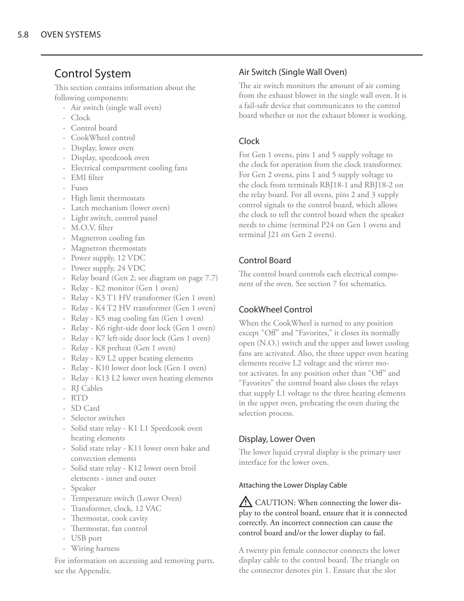 Control system | TurboChef Technologies Residential Single and Double Wall Oven User Manual | Page 56 / 124