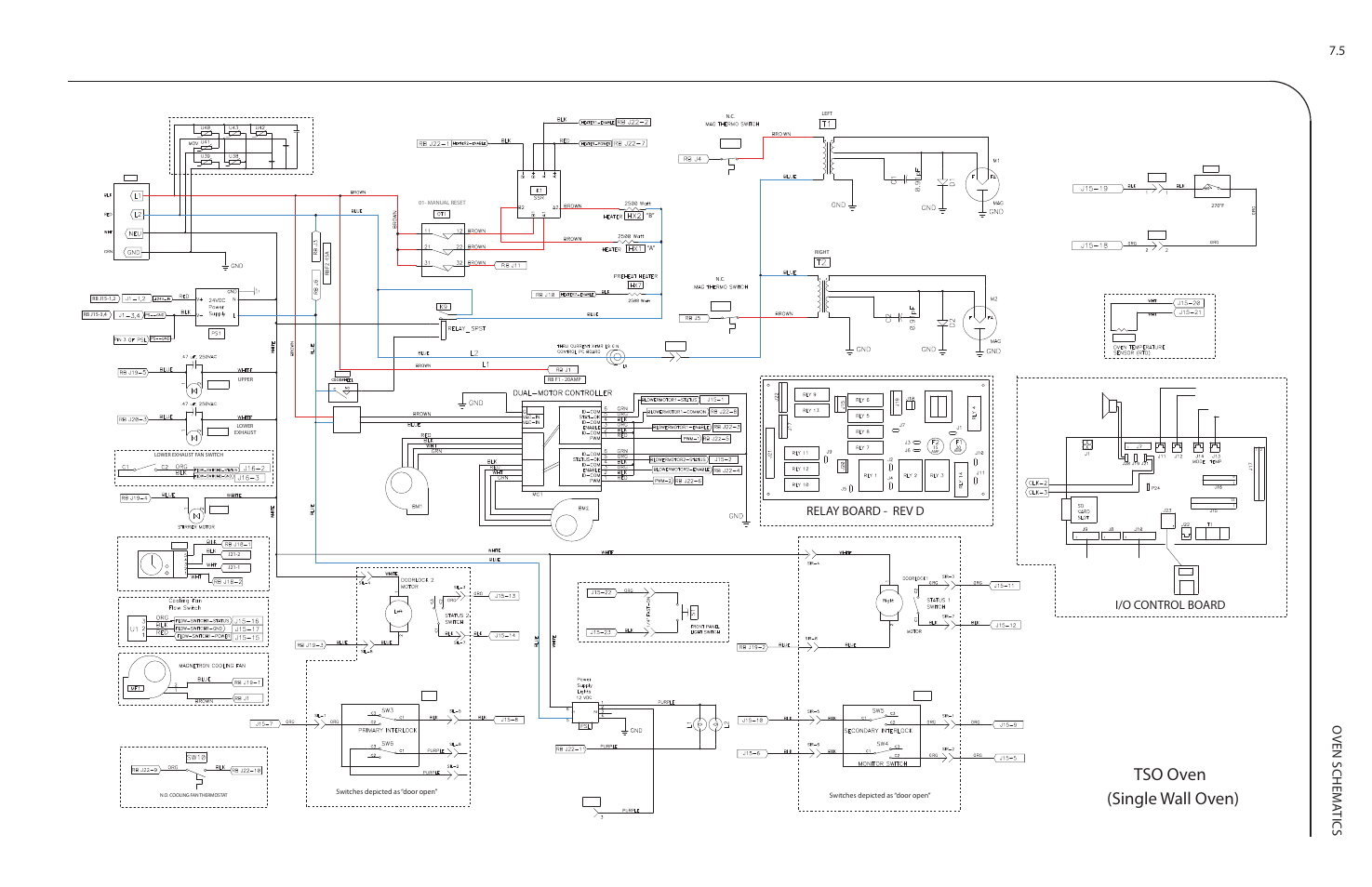 Single wall oven), Tso oven, Oven schem a tics 7.5 | J4 j5 j2 j1, I/o control board, Relay board - rev d | TurboChef Technologies Residential Single and Double Wall Oven User Manual | Page 87 / 124