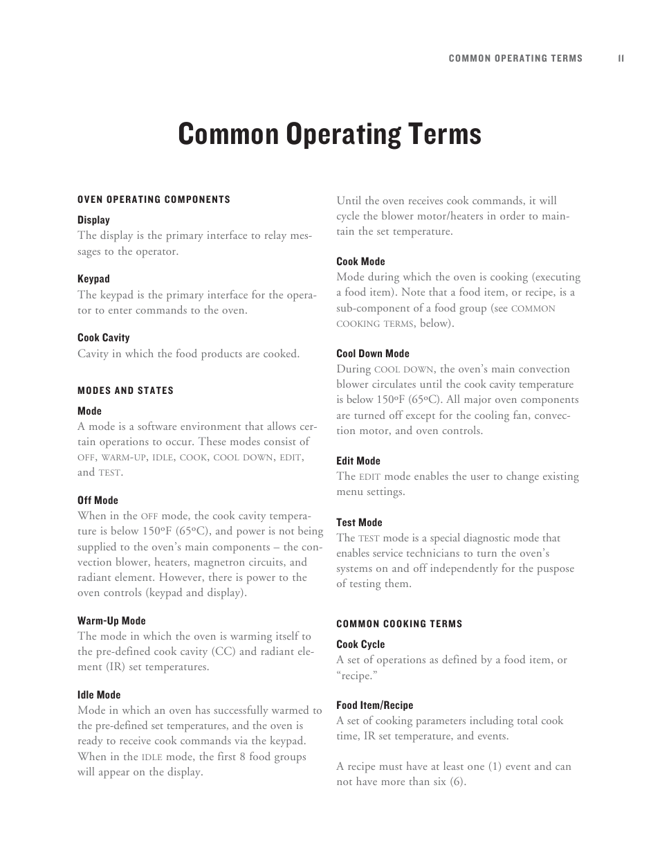 Common operating terms | TurboChef Technologies Tornado User Manual | Page 21 / 48