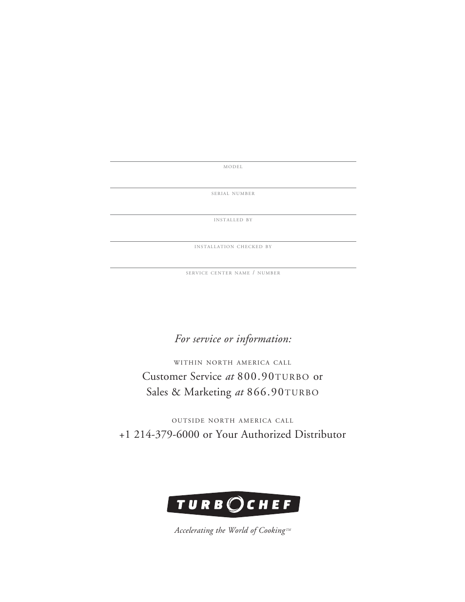 For service or information | TurboChef Technologies Tornado User Manual | Page 3 / 48