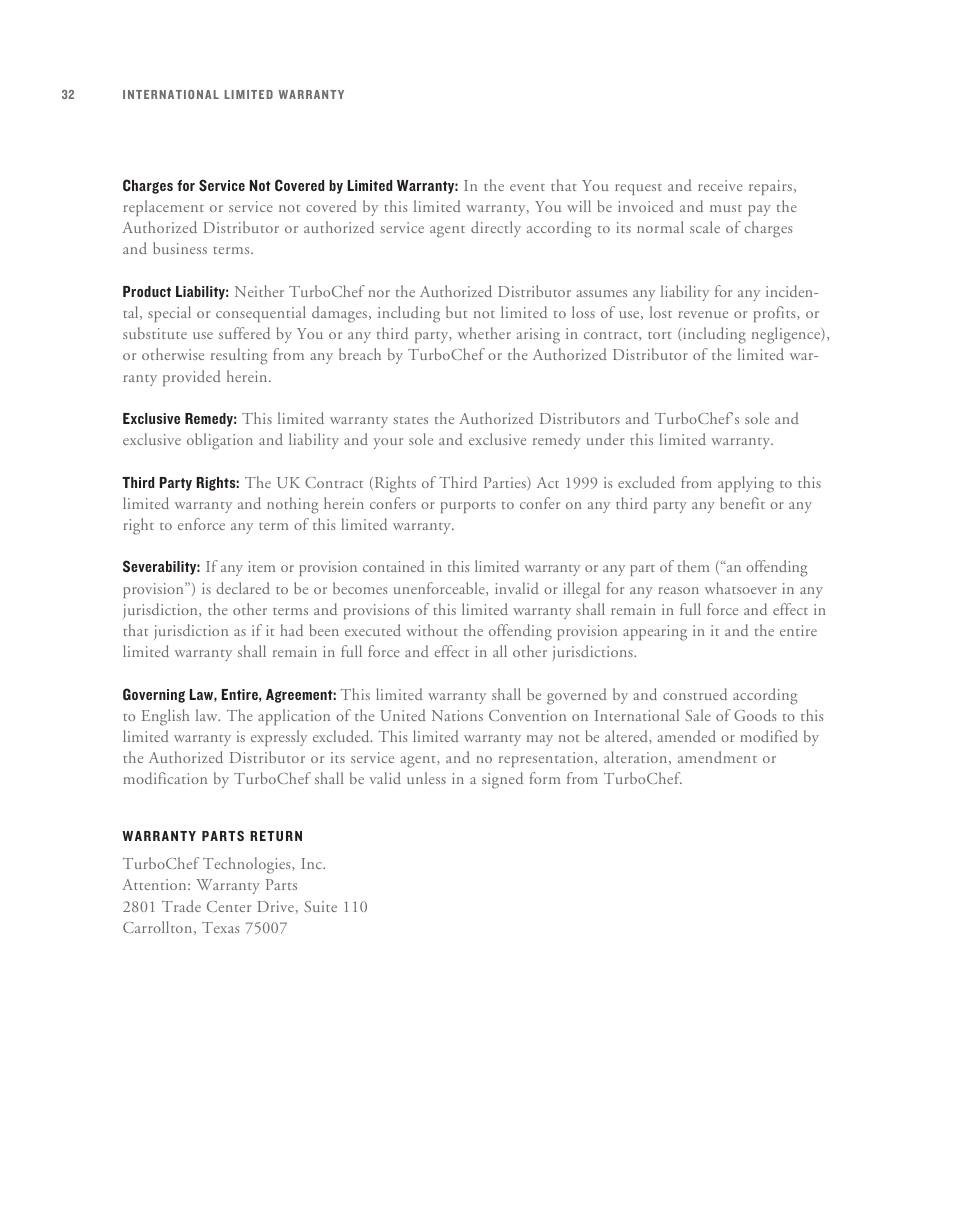 TurboChef Technologies High h Batch User Manual | Page 40 / 45