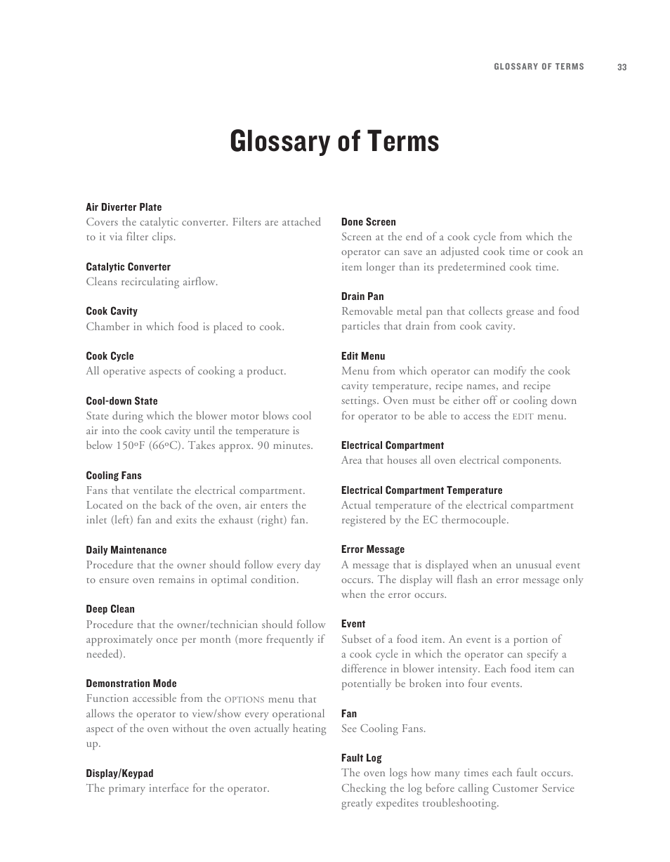 Glossary of terms | TurboChef Technologies High h Batch User Manual | Page 41 / 45