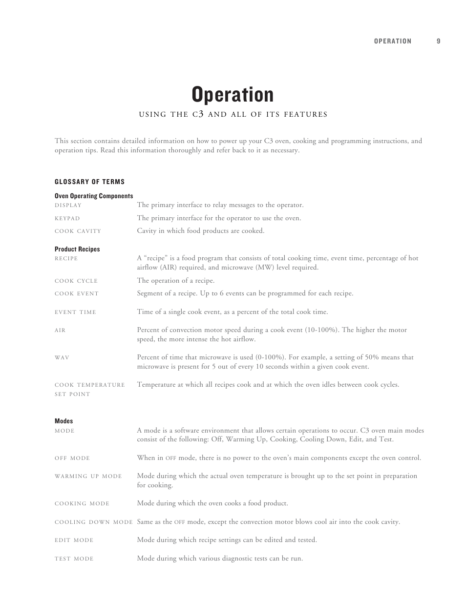 Operation | TurboChef Technologies C3 User Manual | Page 13 / 32