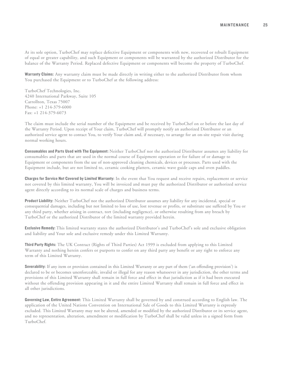 TurboChef Technologies C3 User Manual | Page 29 / 32