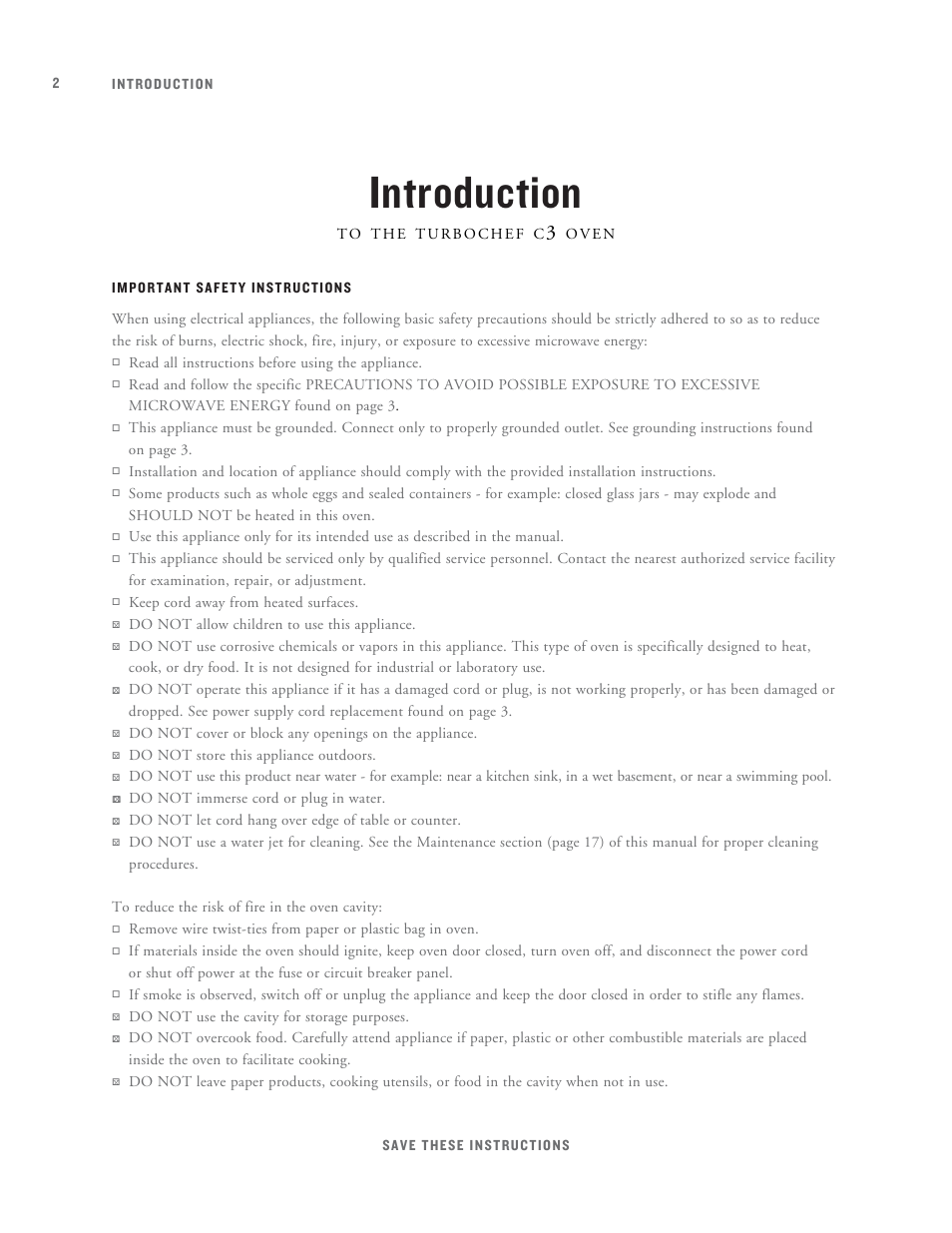 Introduction | TurboChef Technologies C3 User Manual | Page 6 / 32