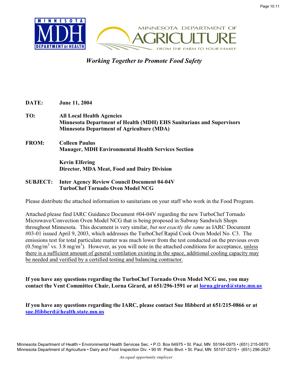 Working together to promote food safety | TurboChef Technologies Tornado 2 User Manual | Page 27 / 38