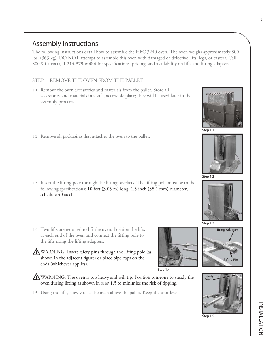 Assembly instructions | TurboChef Technologies 3240 User Manual | Page 7 / 22