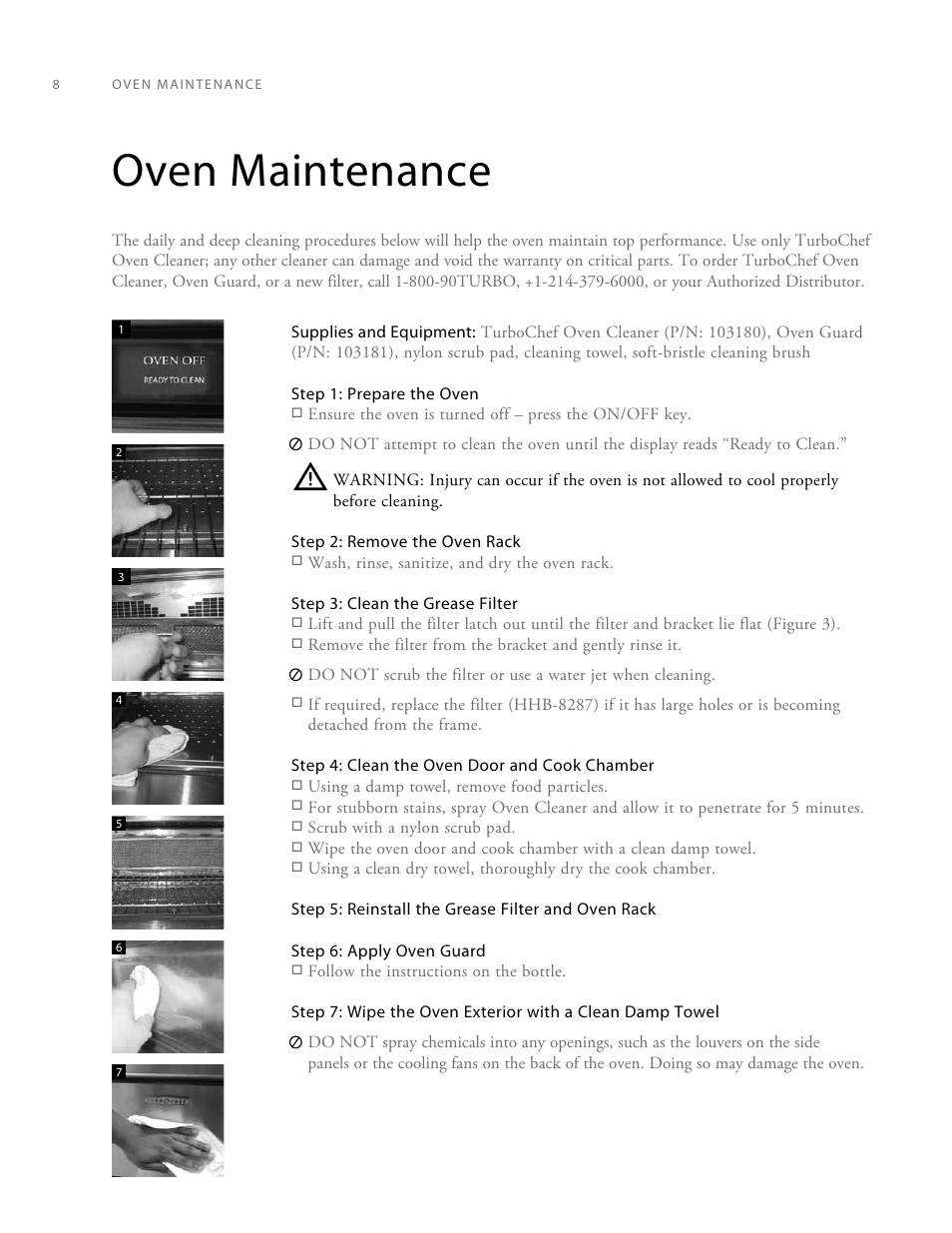 Oven maintenance | TurboChef Technologies High h Batch 2 User Manual | Page 16 / 36