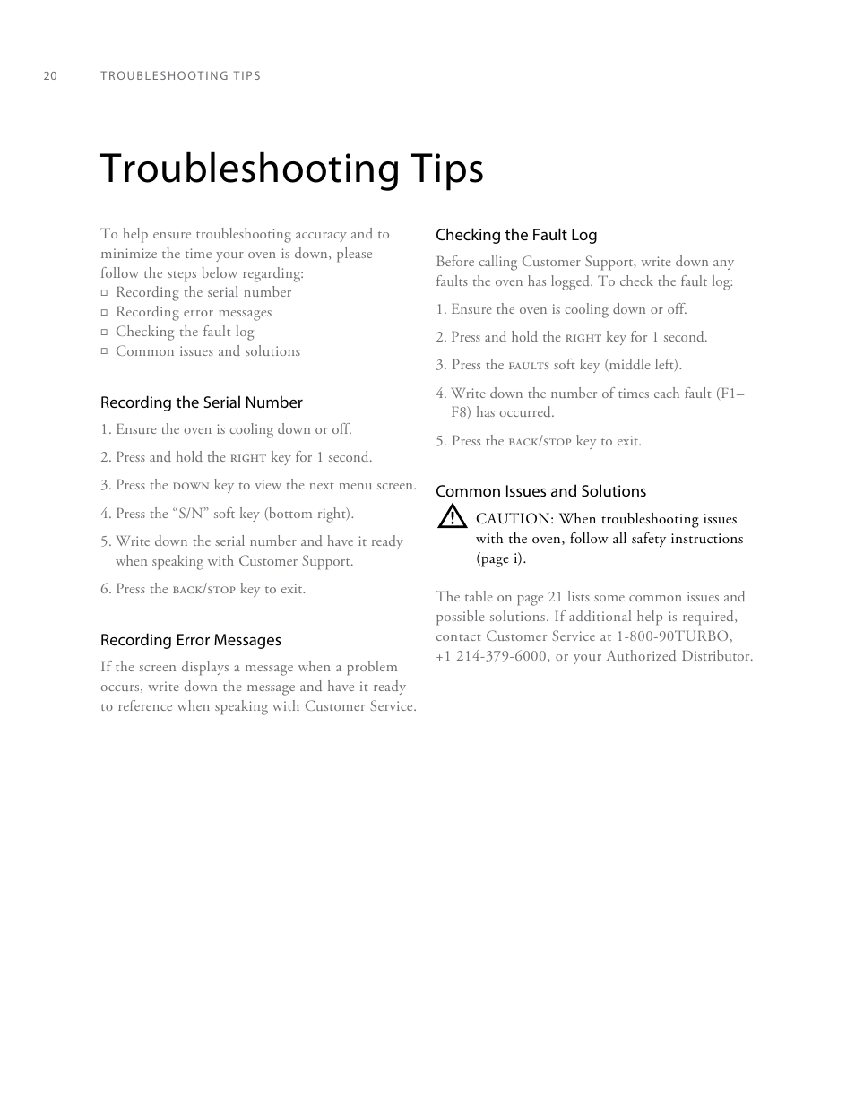 Troubleshooting tips | TurboChef Technologies High h Batch 2 User Manual | Page 28 / 36