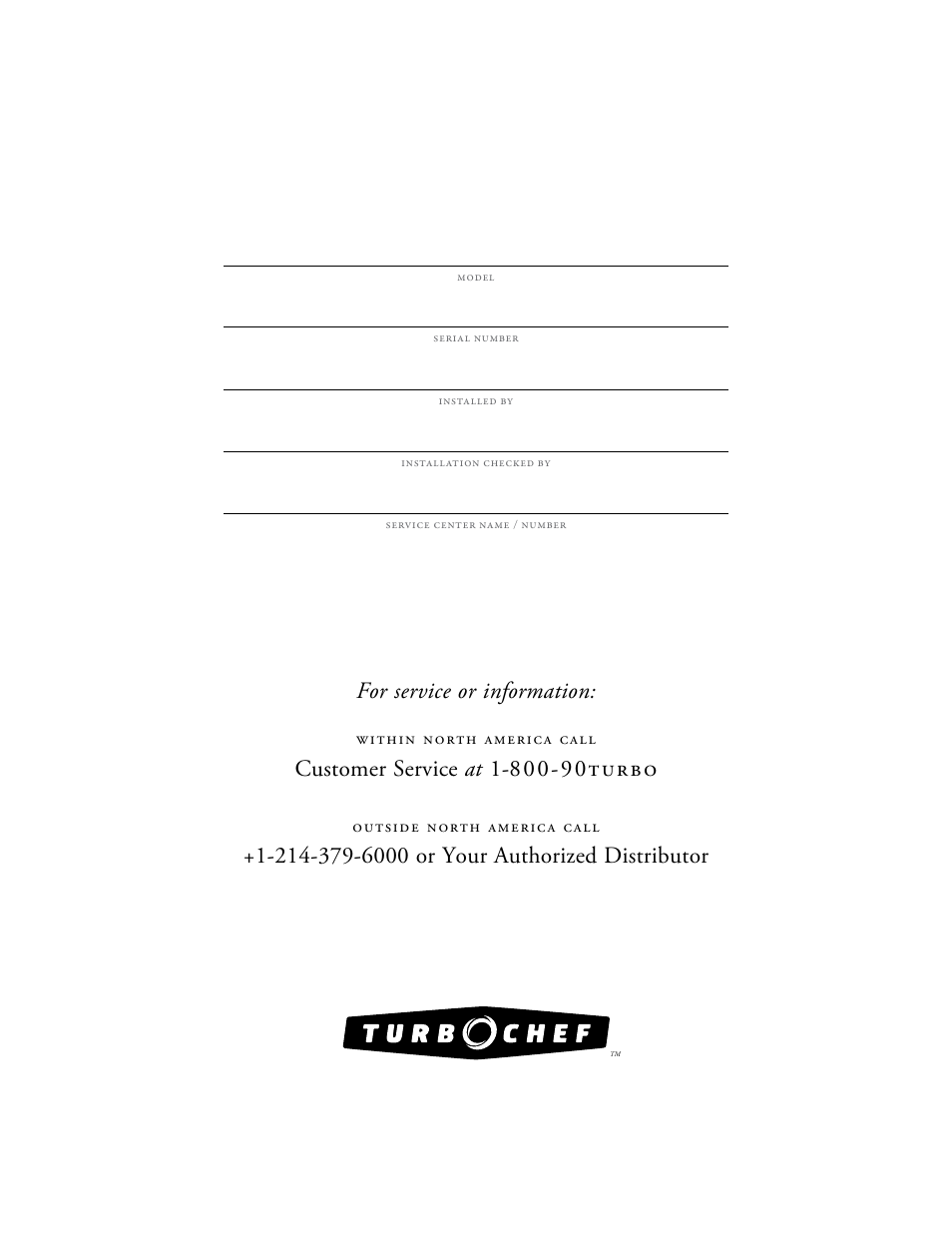 For service or information | TurboChef Technologies High h Batch 2 User Manual | Page 3 / 36